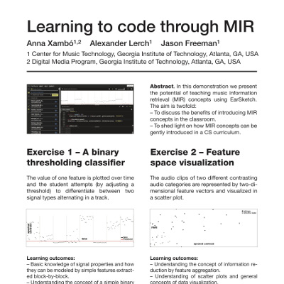 Xambó, Lerch & Freeman (2016) Learning to code through MIR (LBD ISMIR '16).